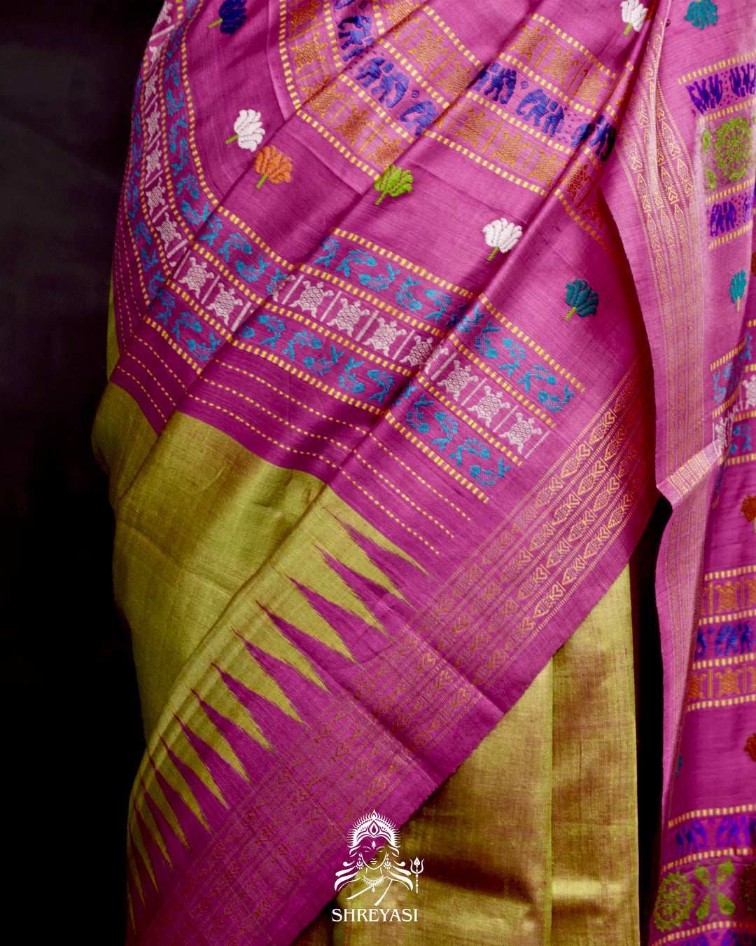 Gopalpur Tussar Silk Saree with Macchha Daanta Border