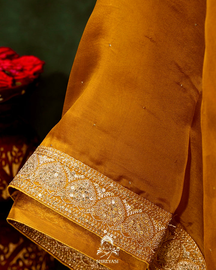 Pure Organza Silk Saree with Embellished Borders and Patola Print Silk Blouse