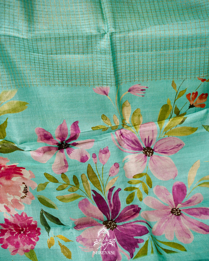 Handloom Pure Desi Tussar Silk Saree with Digital Floral Print