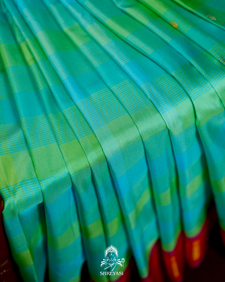 Handloom Pure Gadwal Silk Saree with Contrast Pallu & Full Bhuti Blouse