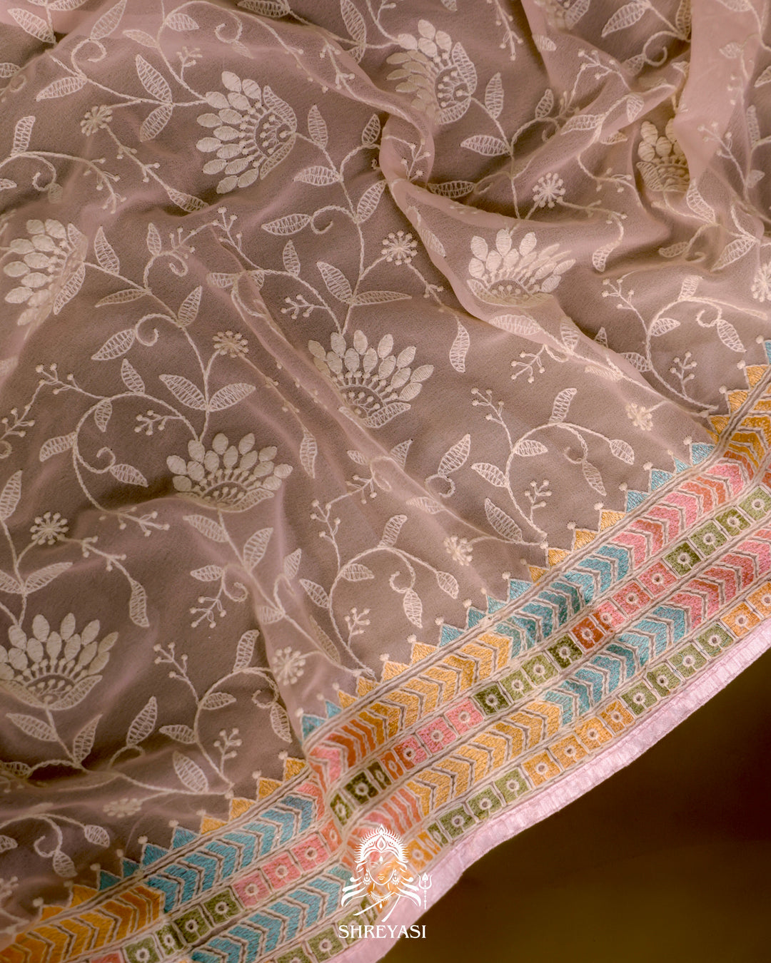 Georgette Saree with Chikankari Inspired Embroidery