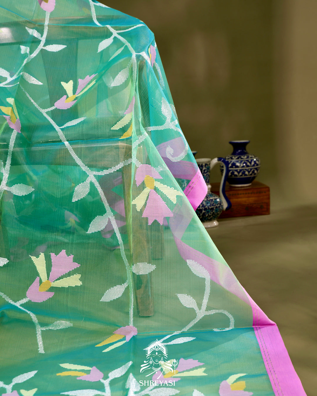 Muslin Jamdani Saree with Full Jaal Weaving