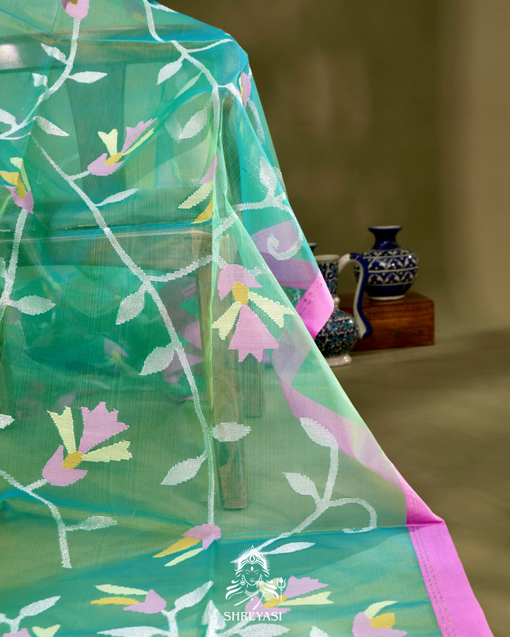 Muslin Jamdani Saree with Full Jaal Weaving