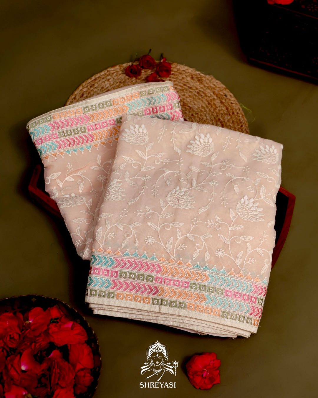 Georgette Saree with Chikankari Inspired Embroidery