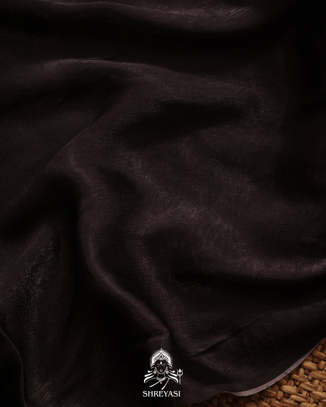 Black Chinon Satin Floral Saree with Embroidered Border