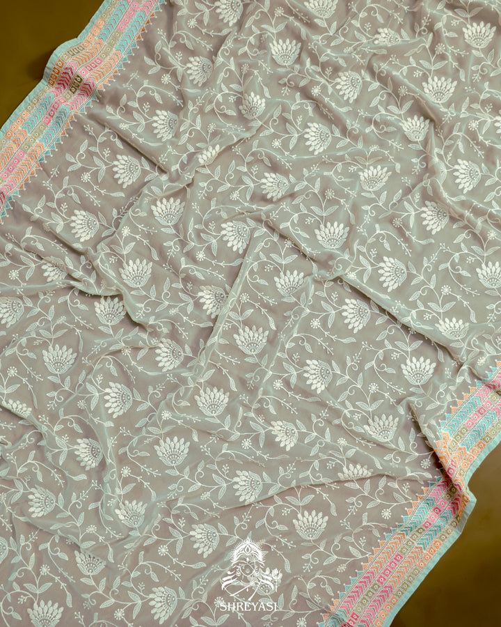 Georgette Saree with Chikankari Inspired Embroidery