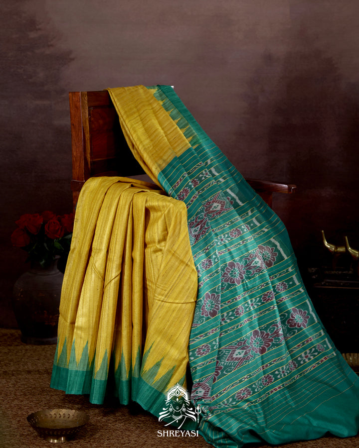 Handloom Pure Gopalpur Tussar Silk Saree with Ikat Pallu