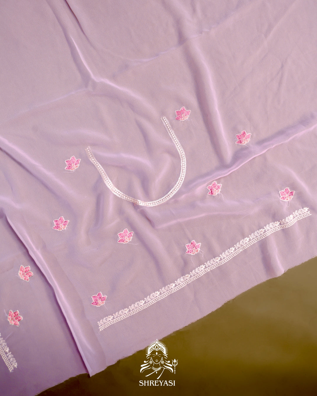 Georgette Saree with Chikankari Inspired Embroidery