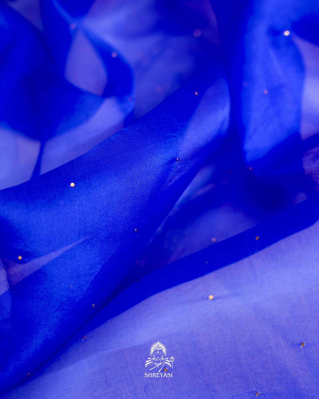 Organza Silk Saree with Scalloped Hand Embroidered Border