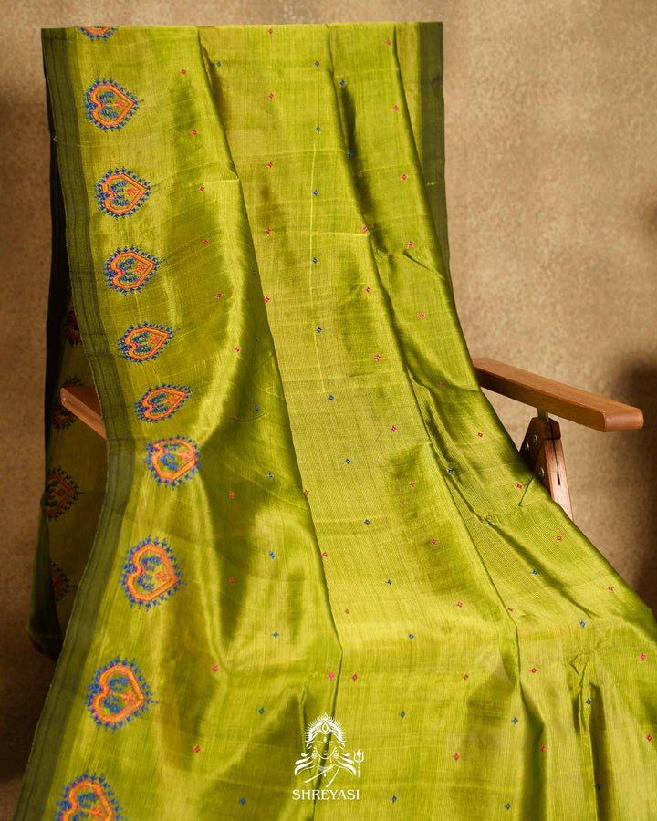 Handloom Pure Mangalagiri Silk Sarees with Mirror Work & Embroidery | Pen Kalamkari Blouse
