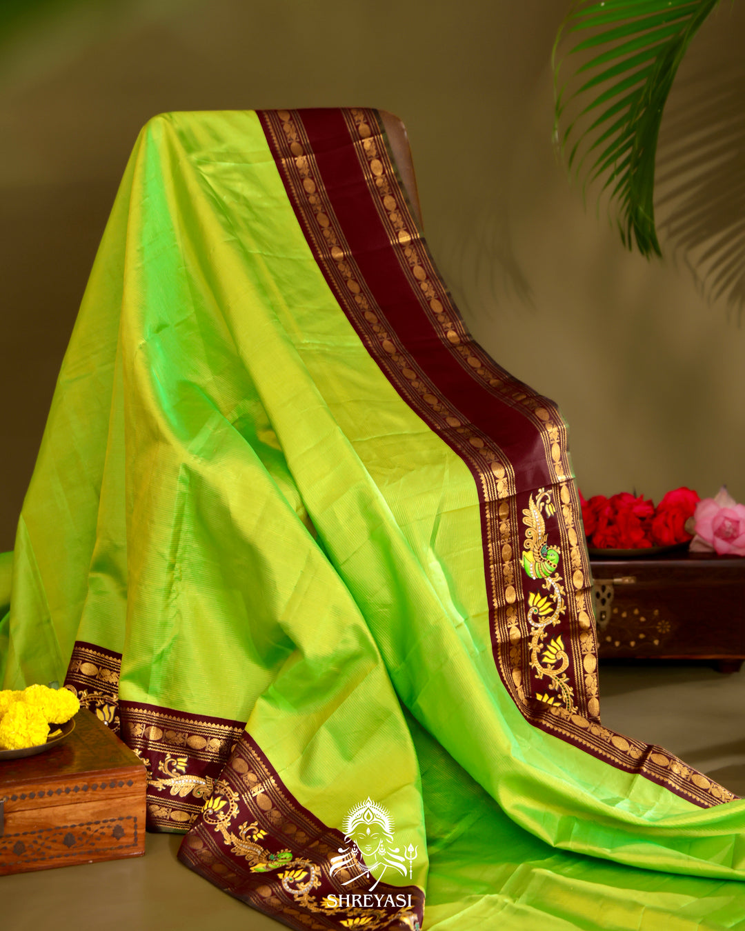 Kanjivaram Silk Saree with Tanjore Artwork