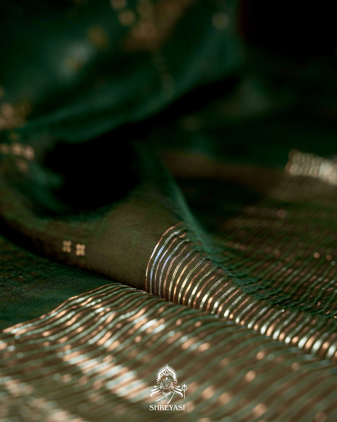 Handloom Pure Double Thread Muslin Jamdani Saree with Sona Rupa Zari & Sequence Weaving