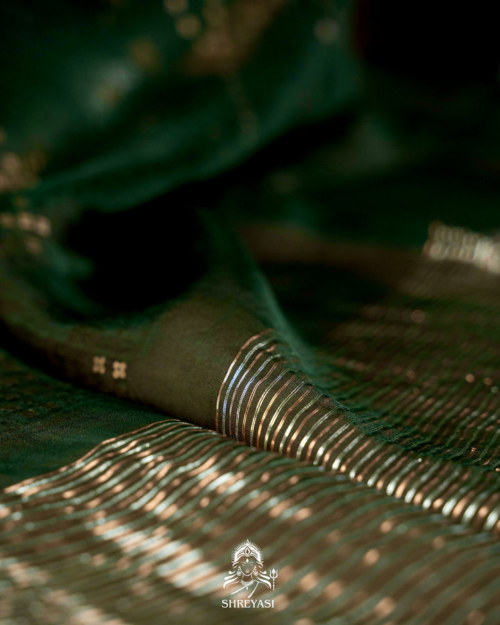 Handloom Pure Double Thread Muslin Jamdani Saree with Sona Rupa Zari & Sequence Weaving