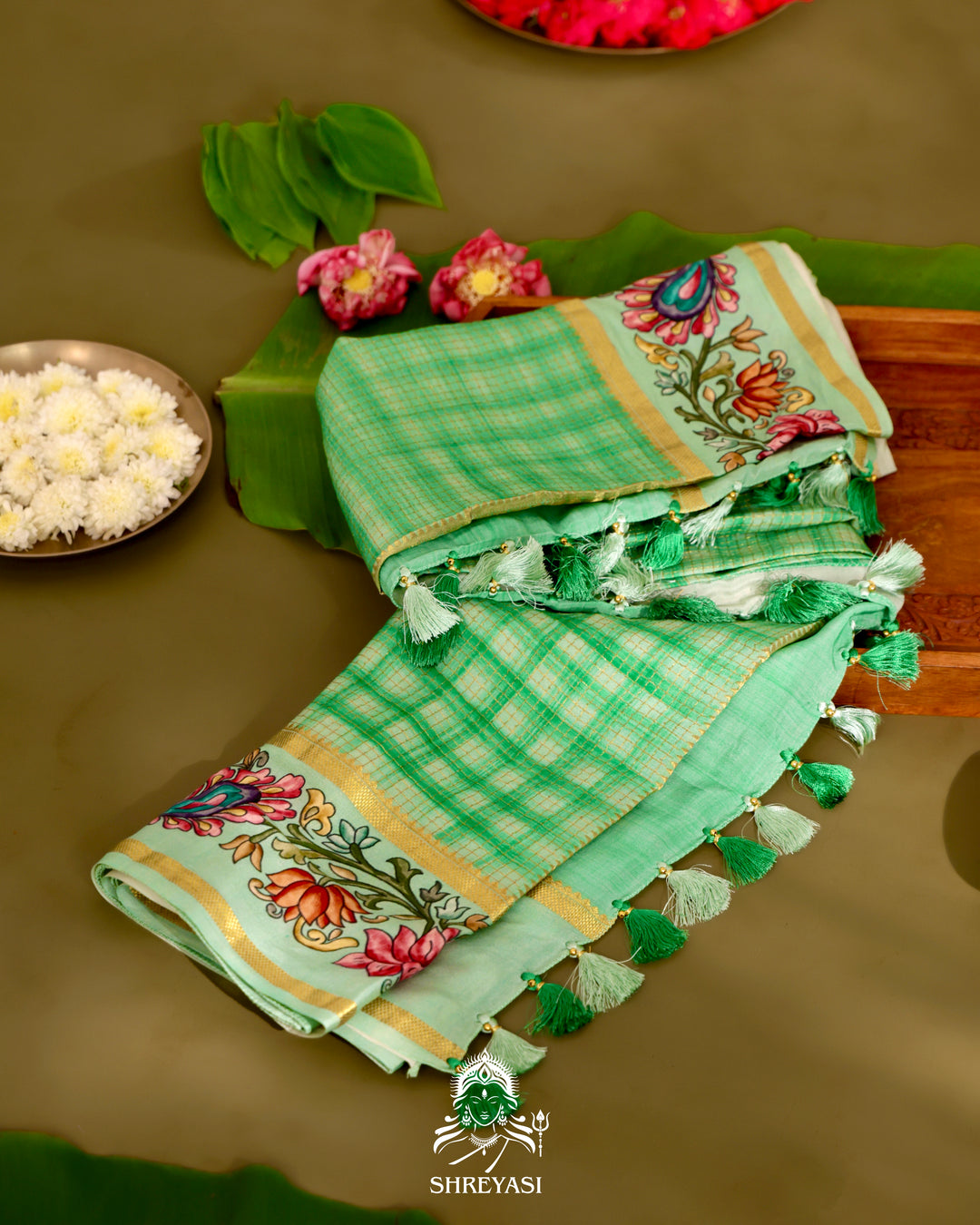 Mysore Silk Saree with Tanjore Design Border and Pallu