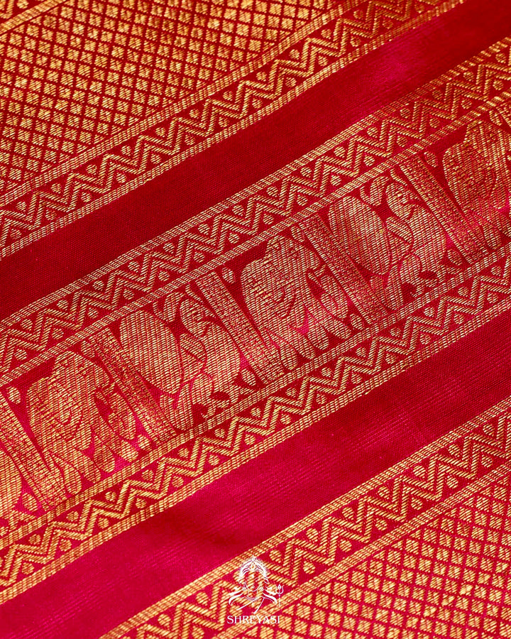 Handloom Pure Kanjivaram Silk Sarees with Real Zari and Hand Painted Tanjore Art