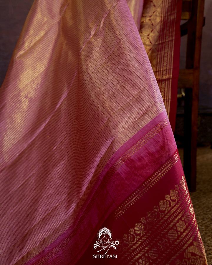 Handloom Pure Kanjivaram Tissue Silk Saree in Vairoosi Weaving with Real Zari