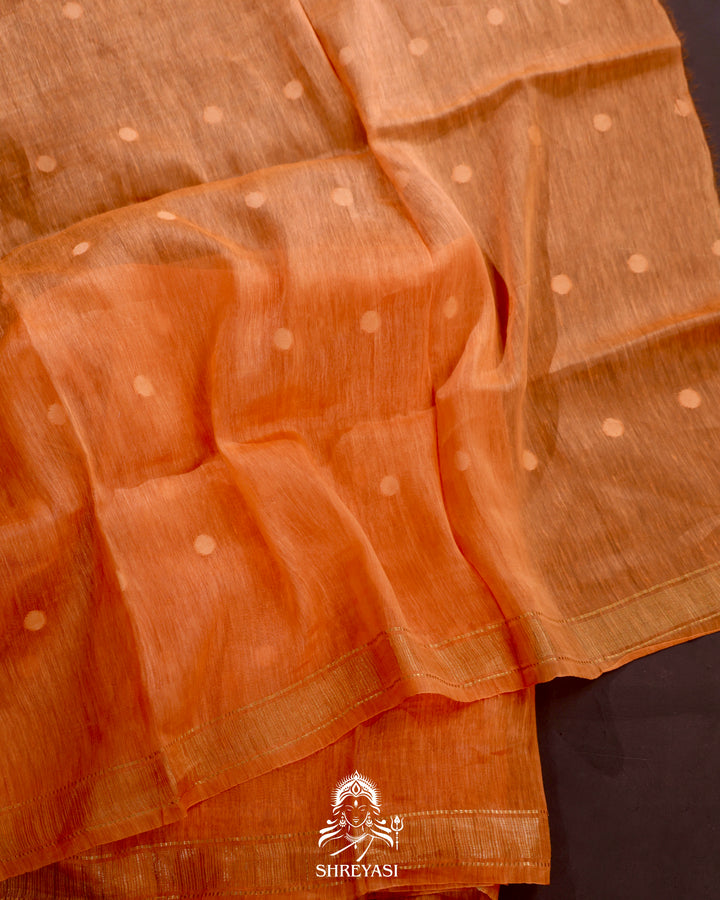 Handloom Pure Linen Saree with Zari Border