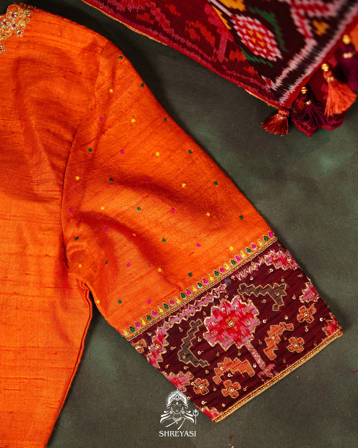 Pure Mysore Silk Saree with Handloom Rajkot Patola Borders