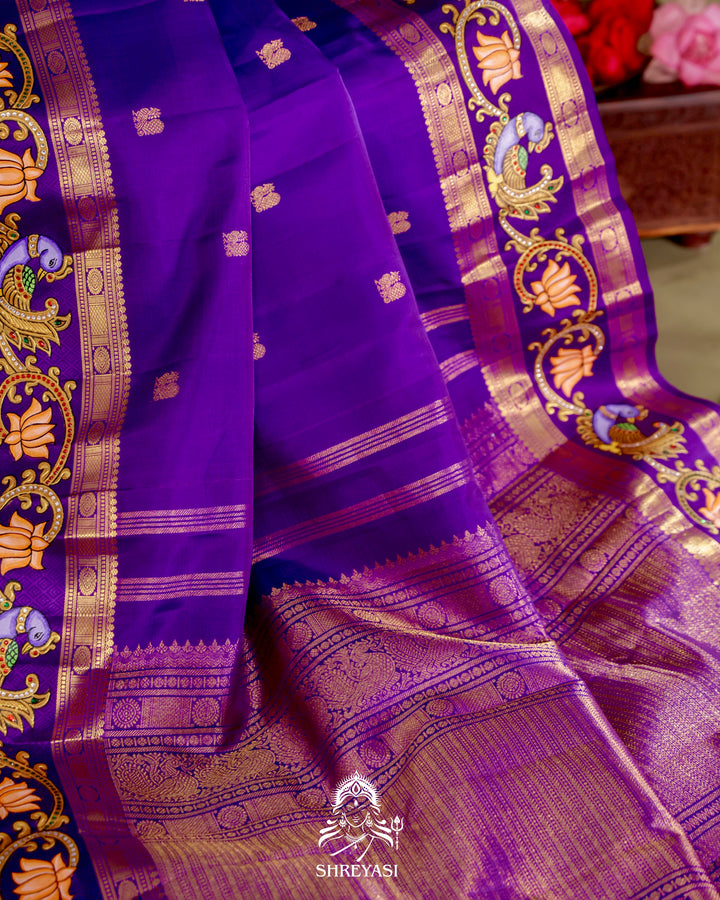Kanjivaram Silk Saree with Tanjore Artwork