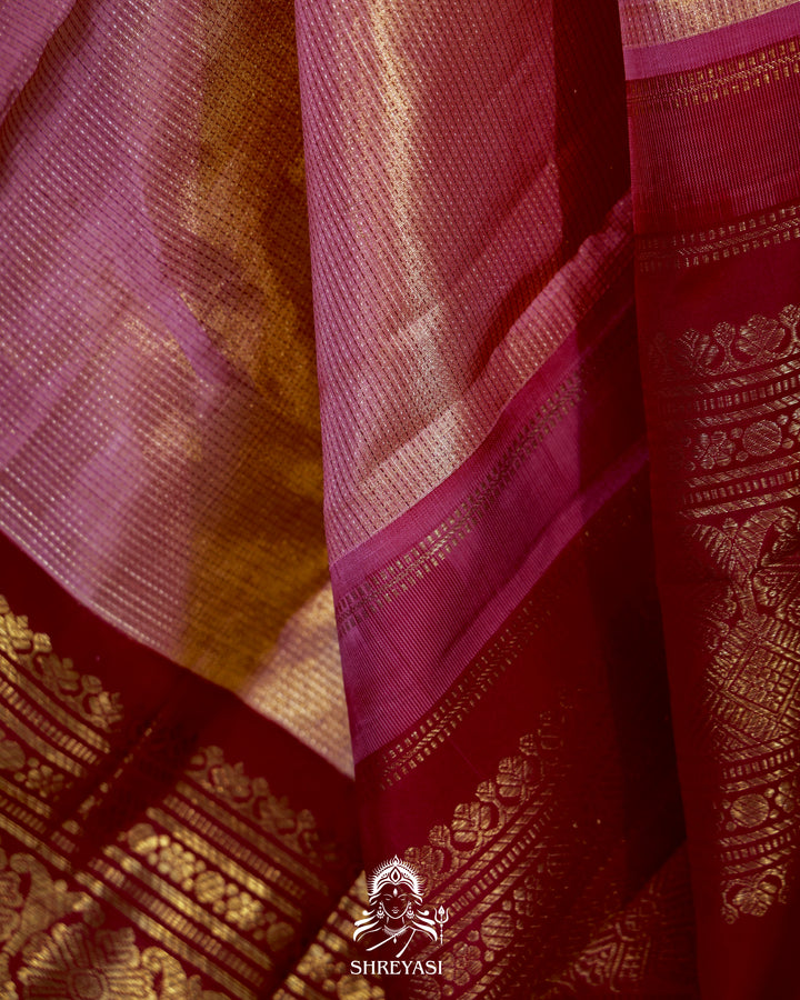 Handloom Pure Kanjivaram Tissue Silk Saree in Vairoosi Weaving with Real Zari