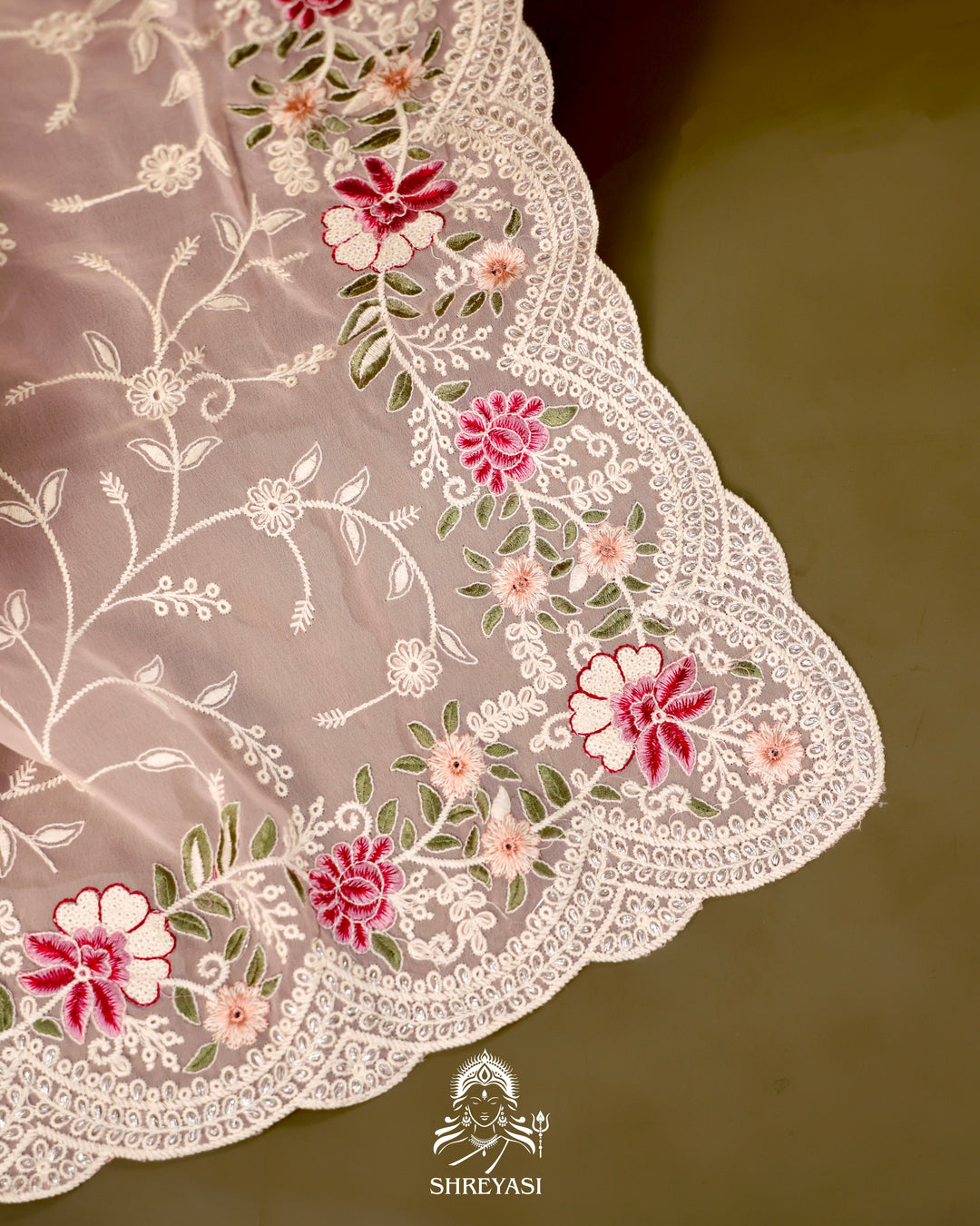 Georgette Saree with Chikankari Inspired Embroidery