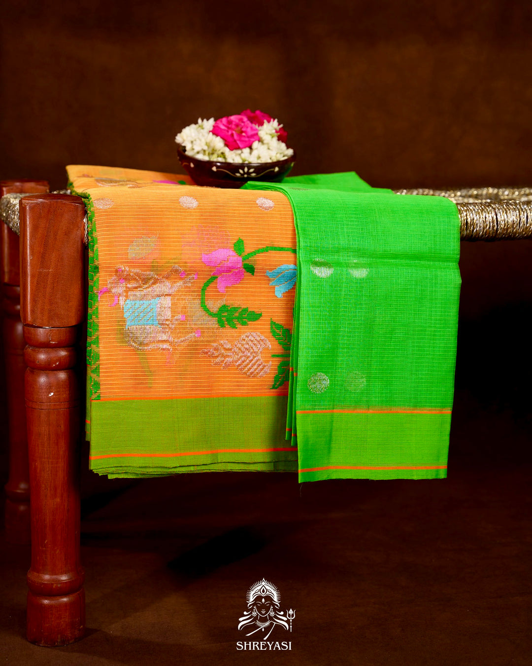 Handloom Pure Zari Kota Saree with Contrast Blouse
