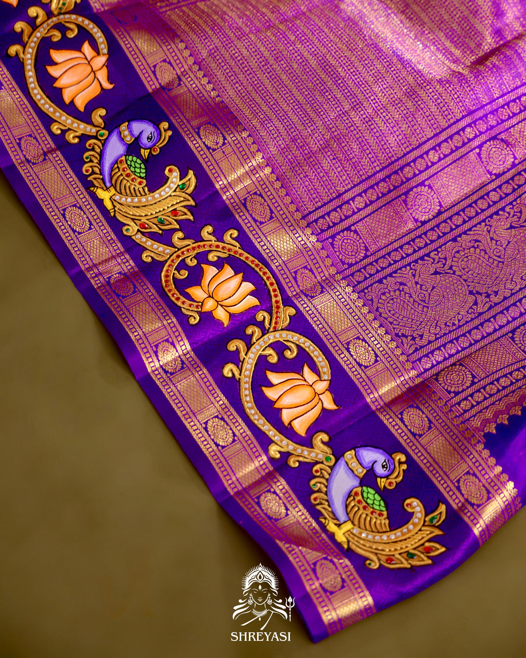 Kanjivaram Silk Saree with Tanjore Artwork