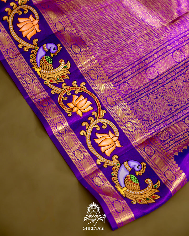 Kanjivaram Silk Saree with Tanjore Artwork