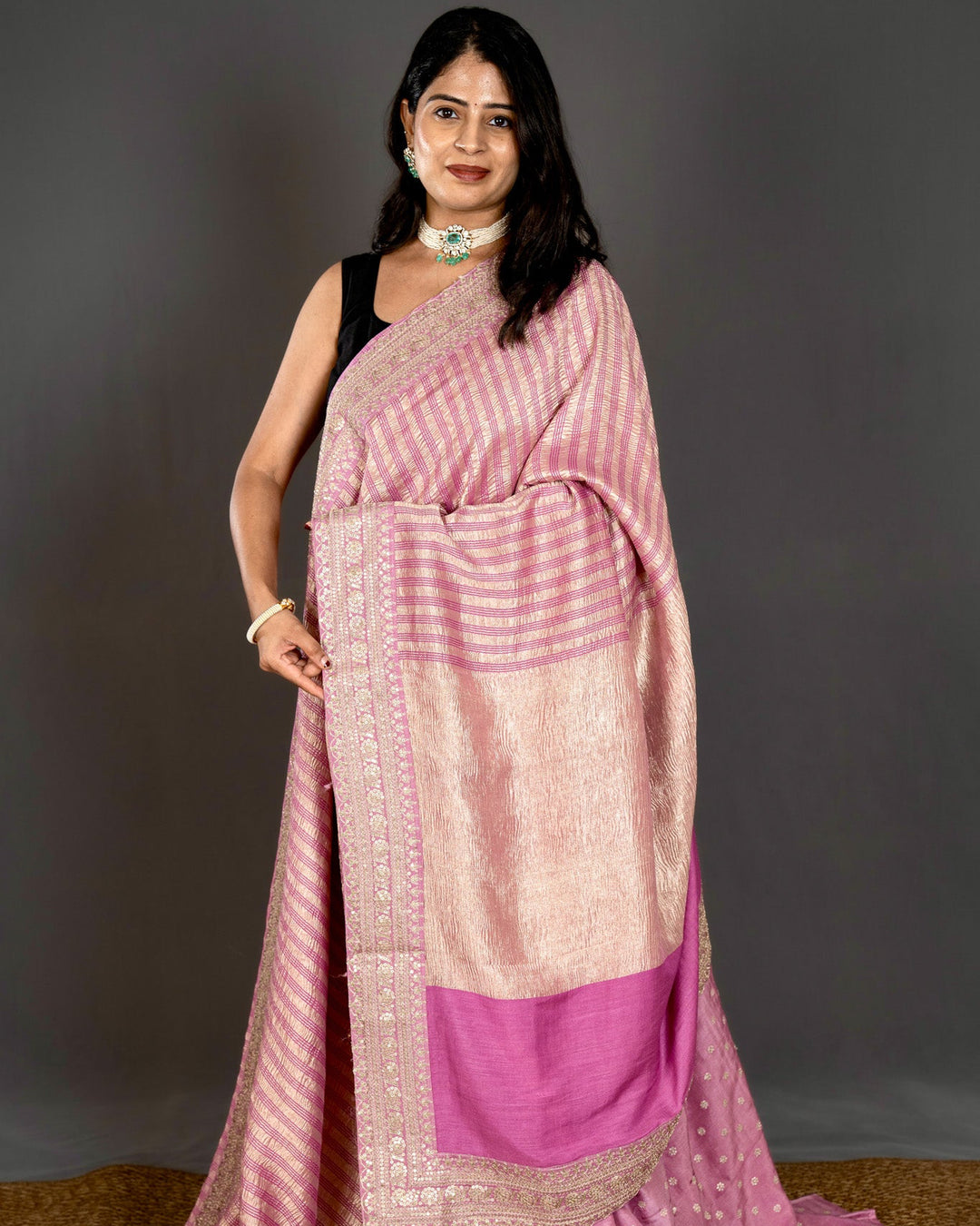 Pure Georgette Silk Saree with Heavy Embroidered Borders and Blouse
