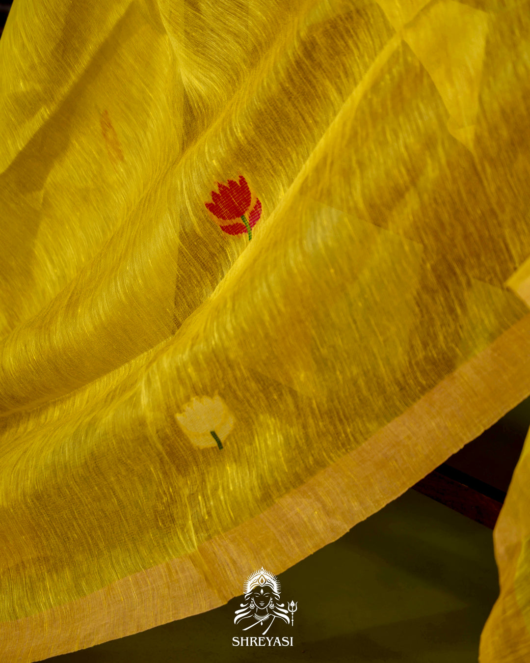 Handloom Silk Linen Jamdani Saree with Tissue Paithani Pallu