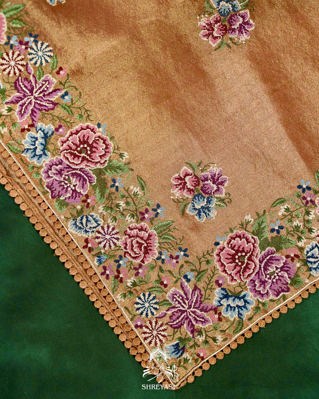 Banarasi Tissue Silk Saree with Petit Point Embroidery