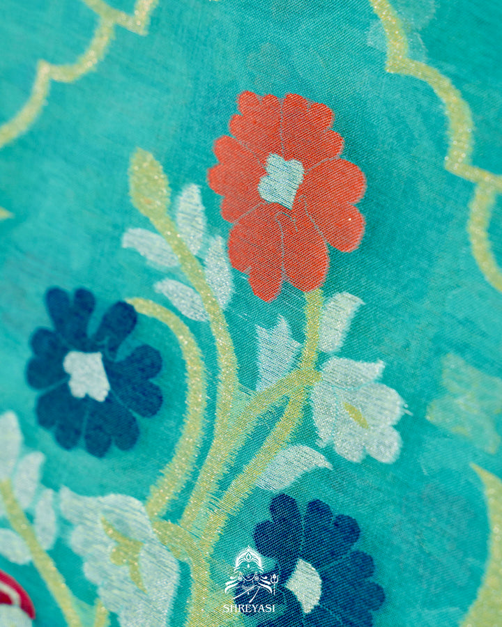 Handloom Banarasi Cotton Jamdani Saree with Contrast Border