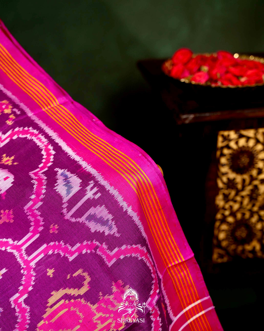 Handloom Rajkot Patola Silk Saree in Purple with Multicolor Ikat