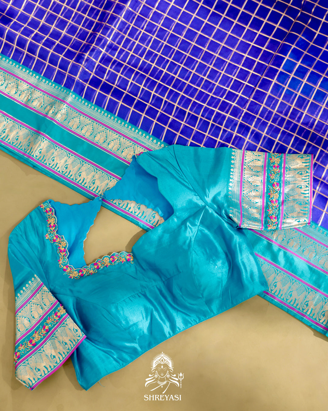 Banarasi Kora Silk Saree with Katan Kadiyal Border in Kadhwa Weaving