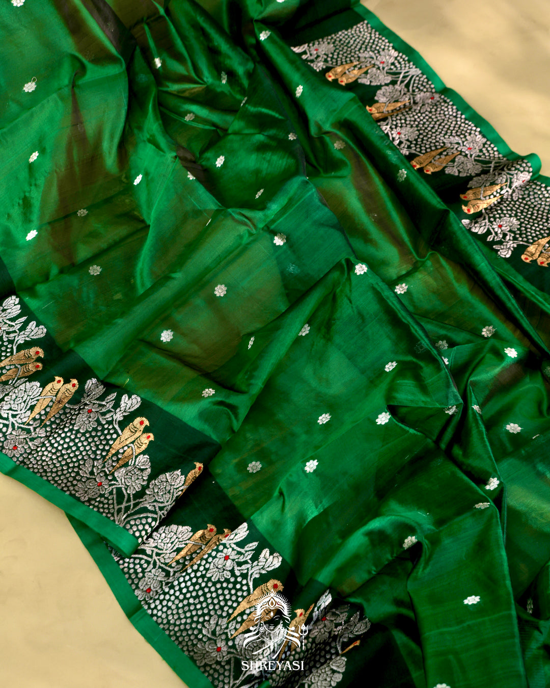 Chanderi Silk Saree with Meenakari Weaving