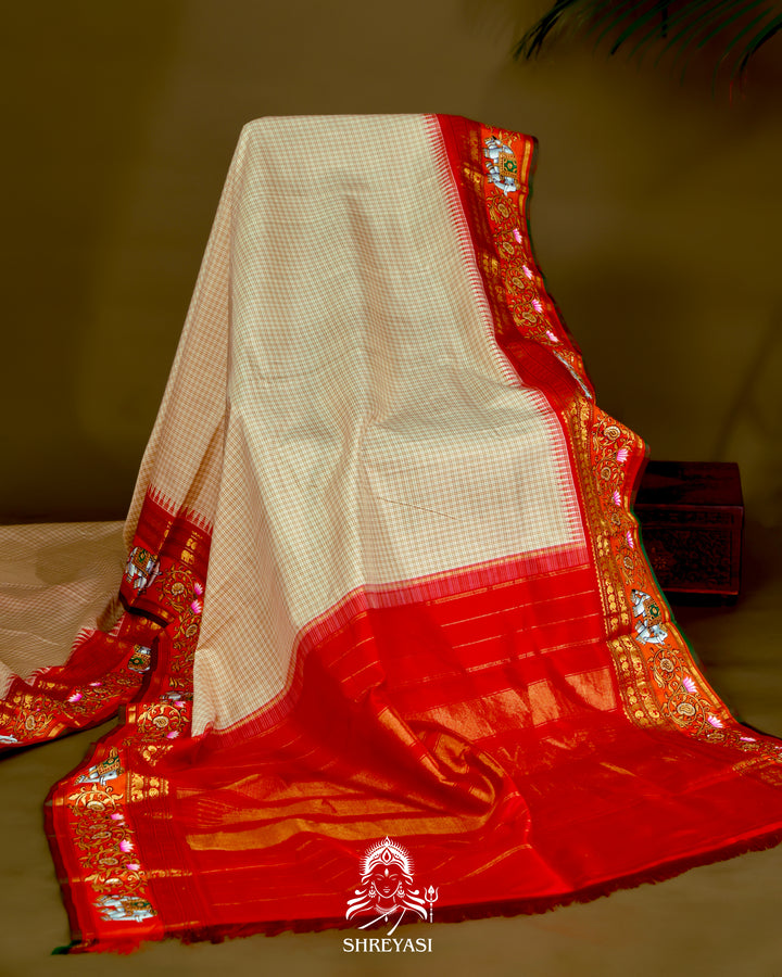Kanjivaram Silk Saree with Tanjore Artwork