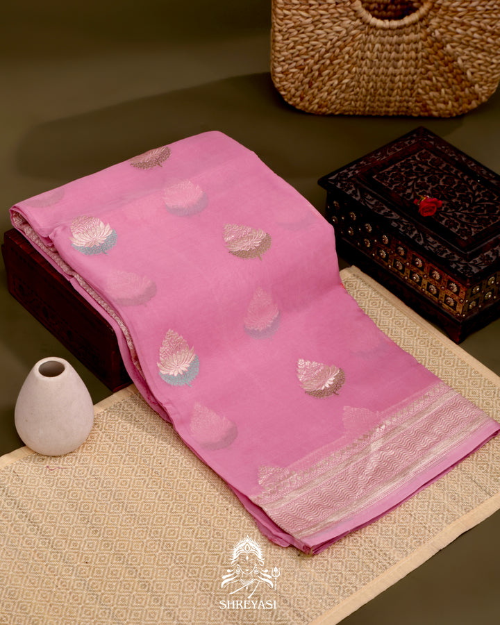 Banarasi Chiffon Khaddi Georgette Saree with Meenakari Weaving