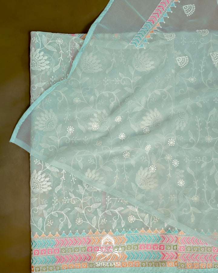 Georgette Saree with Chikankari Inspired Embroidery