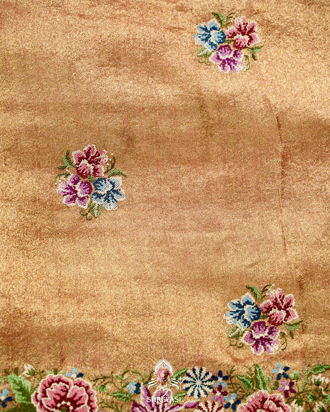 Banarasi Tissue Silk Saree with Petit Point Embroidery