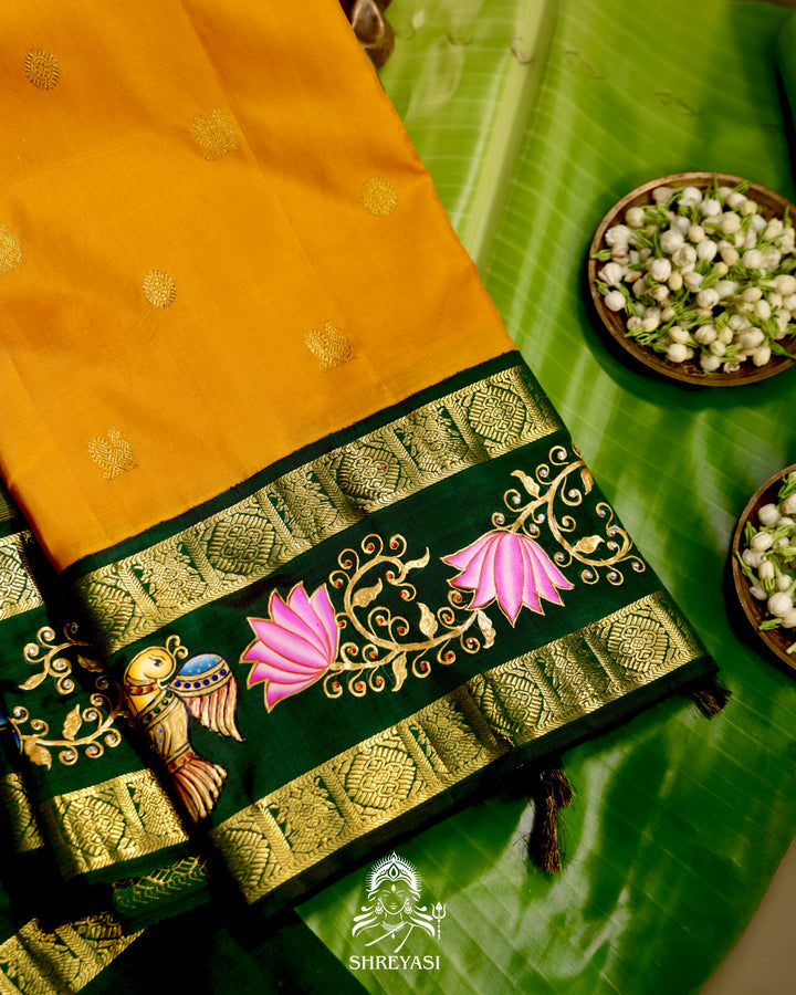 Kanjivaram Silk Saree with Tanjore Artwork