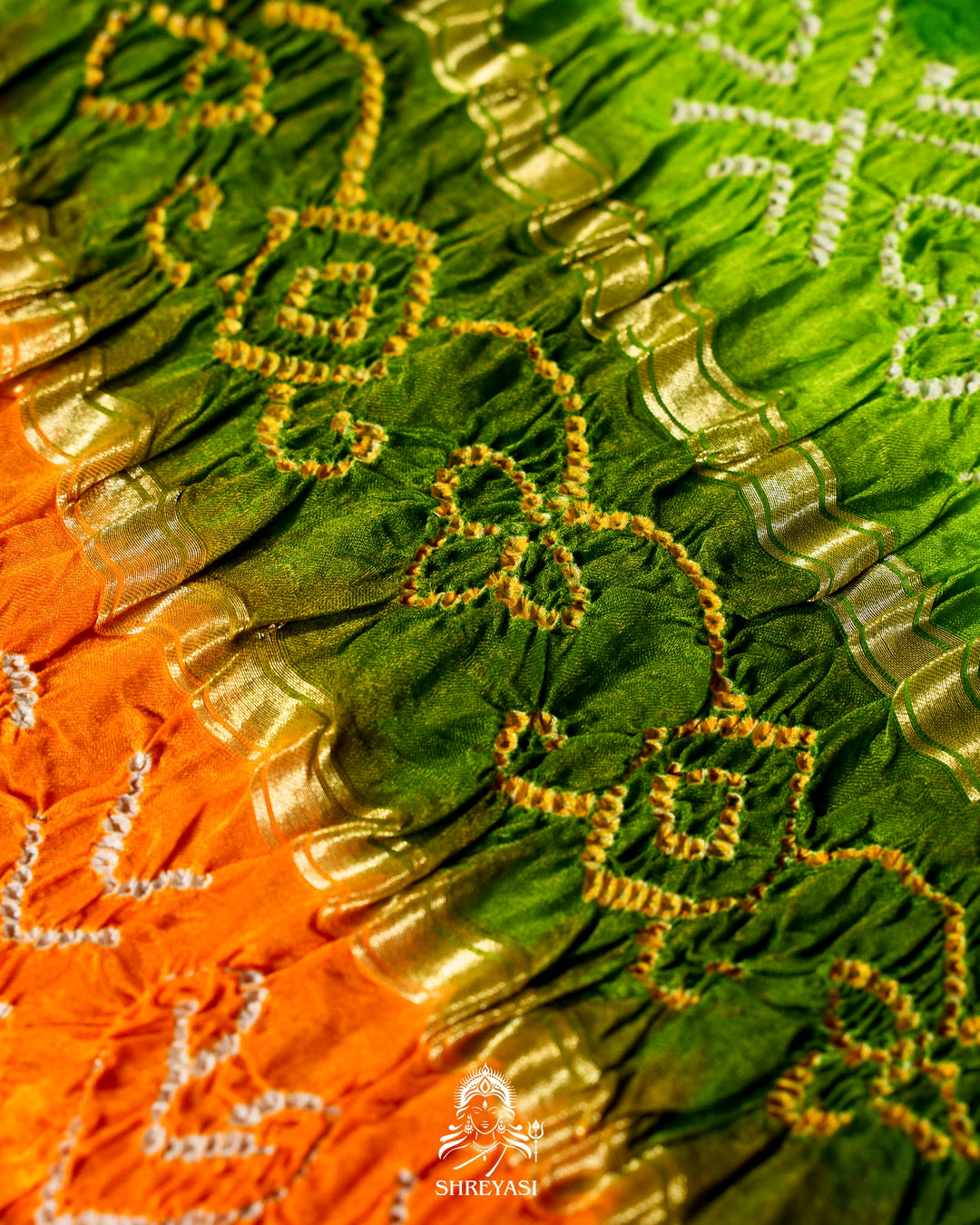 Handloom Pure Bandhani Gaji Silk Saree with Hand-Knotted Bandhej and Multicolored Bandhani Pallu