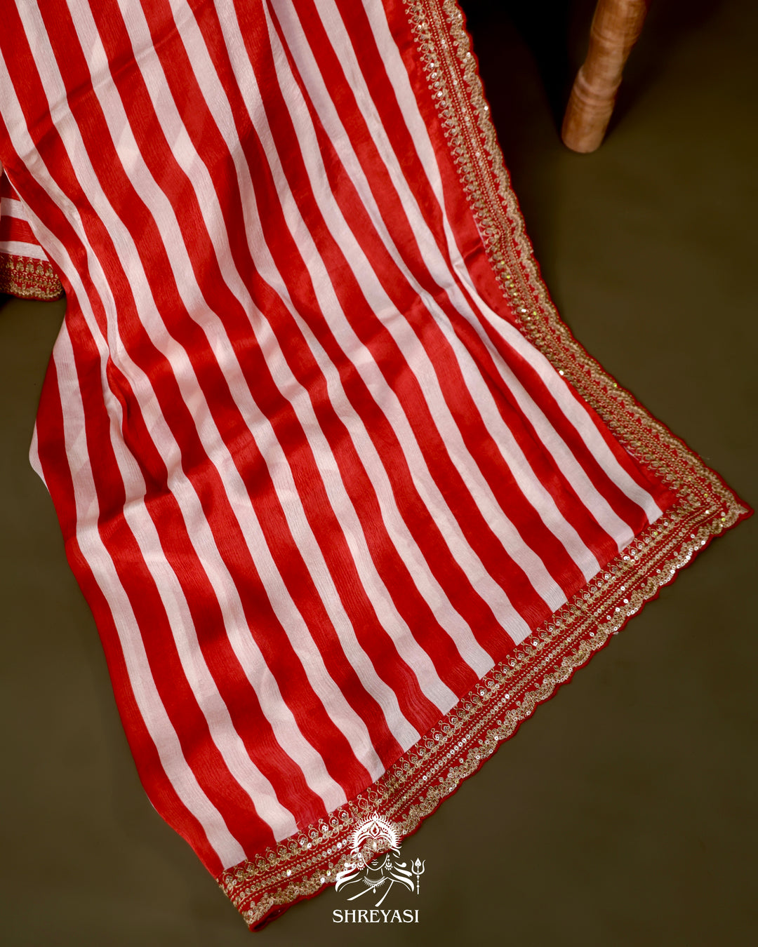 Chiffon Georgette Saree with Embroidered Borders and Designer Blouse