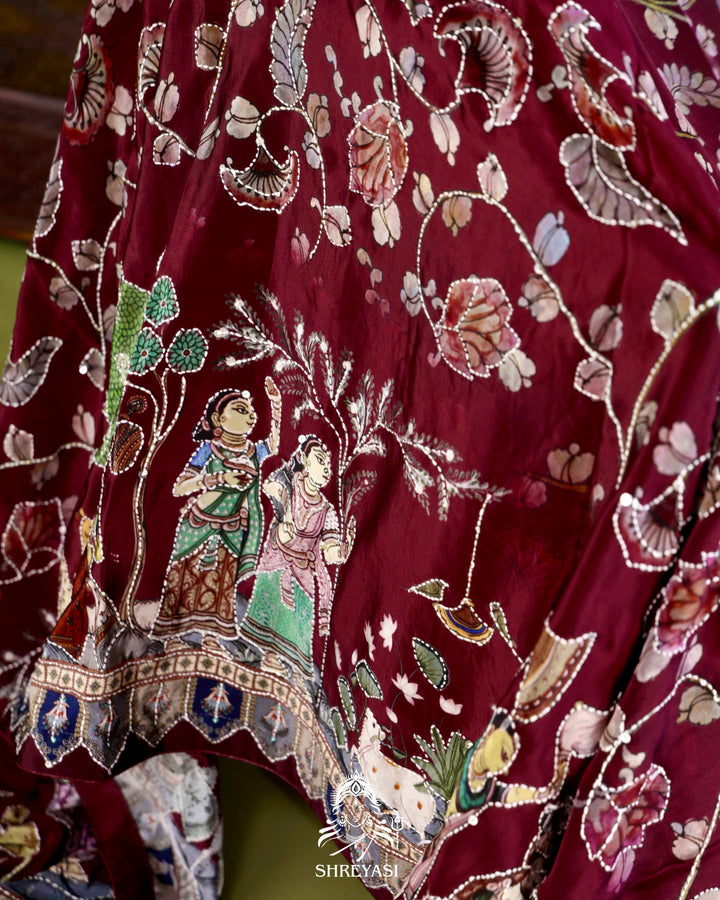Pure Crepe Silk Saree with Kantha Embroidery