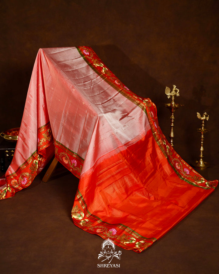 Traditional Tanjore Painting on Handloom Pure Kanjivaram Silk Sarees with Real Zari