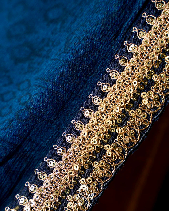 Floral Crepe Chiffon Saree with Embroidered Borders