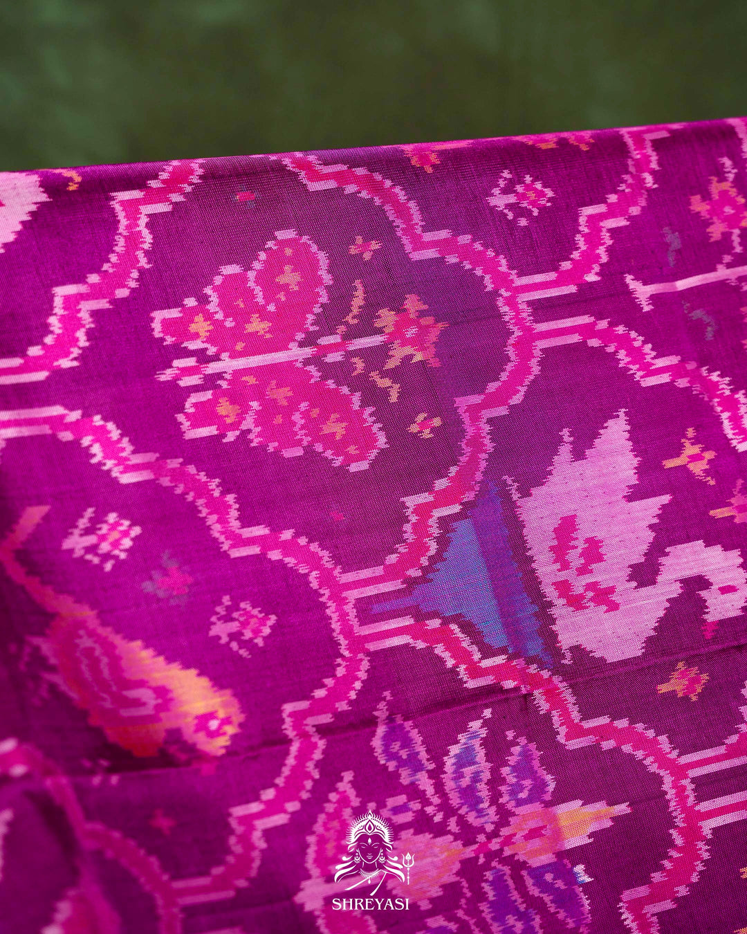Handloom Rajkot Patola Silk Saree in Purple with Multicolor Ikat