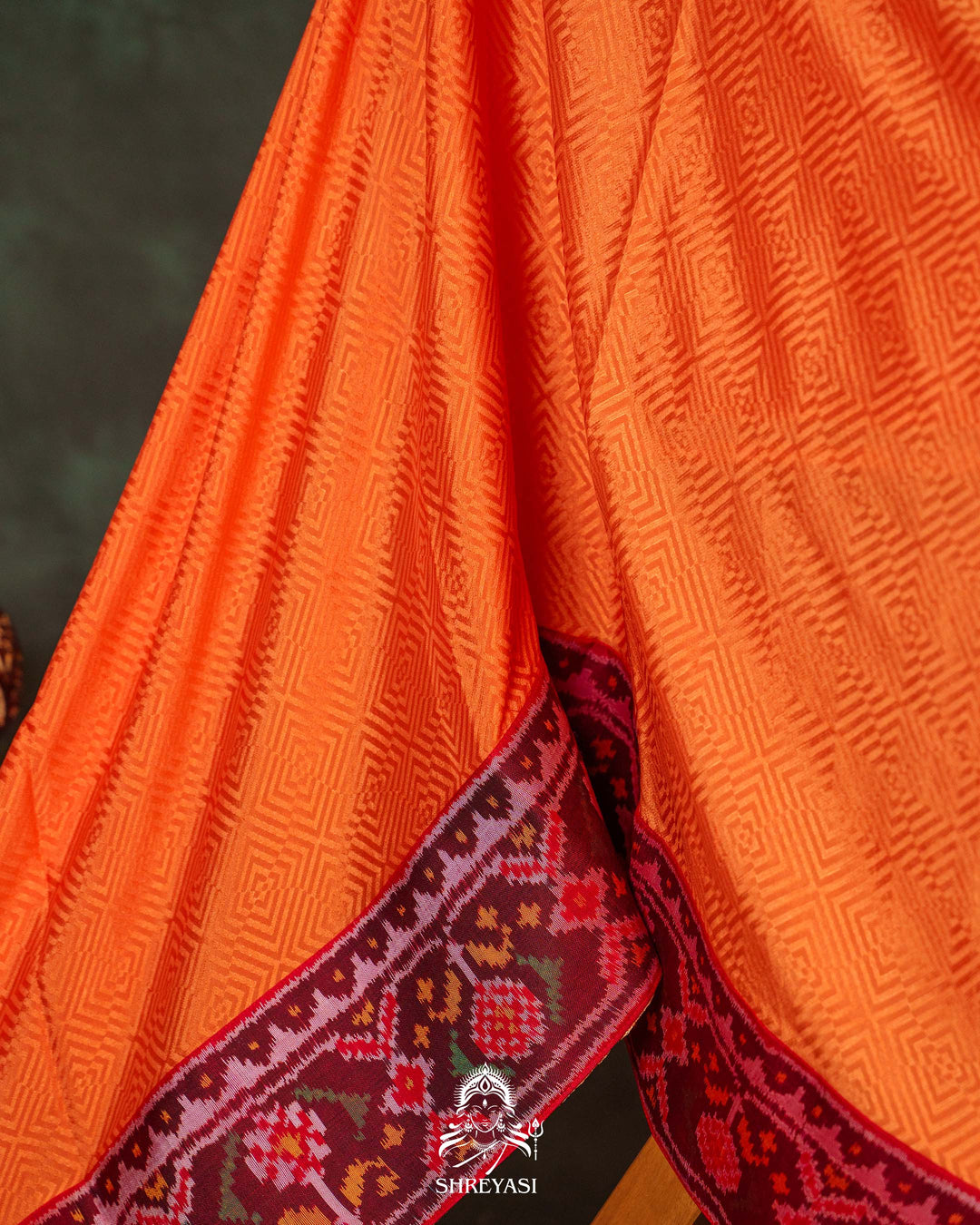 Pure Mysore Silk Saree with Handloom Rajkot Patola Borders