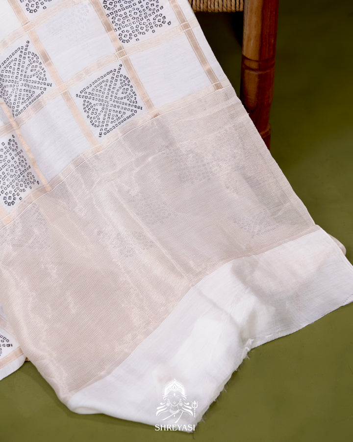 Gharchola-Style Bandhini Matka Silk Saree with Zari Checks