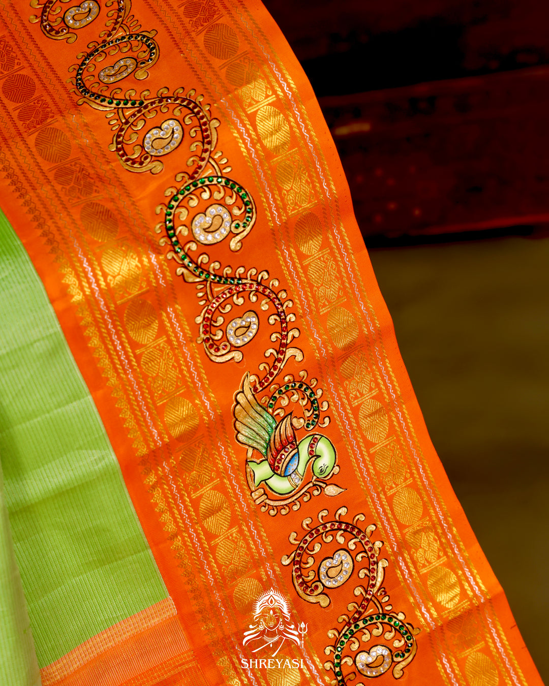 Kanjivaram Silk Saree with Tanjore Artwork