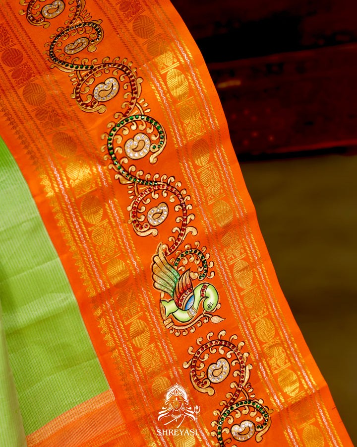 Kanjivaram Silk Saree with Tanjore Artwork